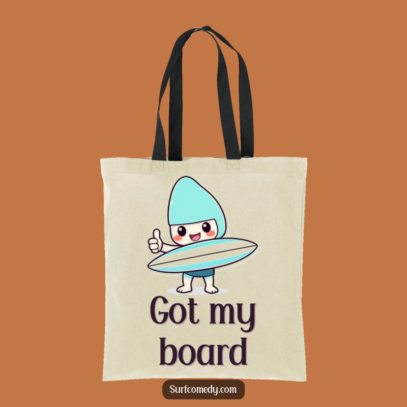 Funny Kawaii Surfer Thumbs Up Tote Bag: Cheerful Beach Essential