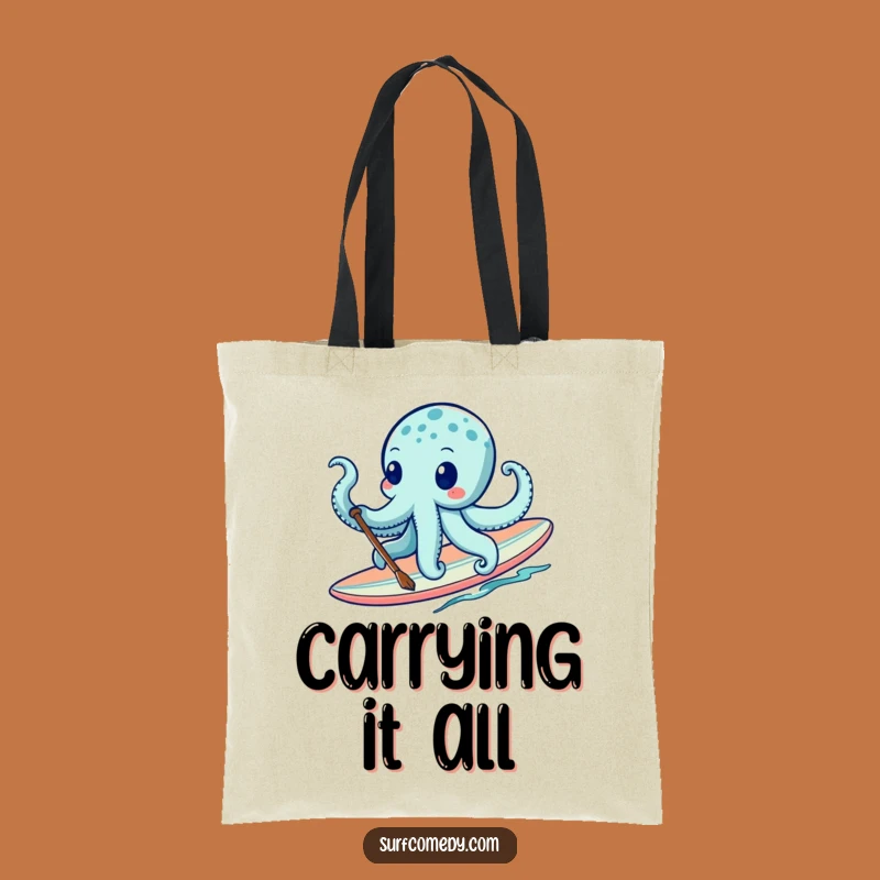 Funny Octopus Surf Tote Bag - Spacious & Humorous Beach Goer Gift