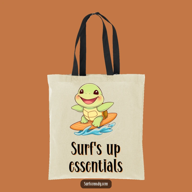 Funny Sea Turtle Surfing Tote Bag - Beach Essential Gift