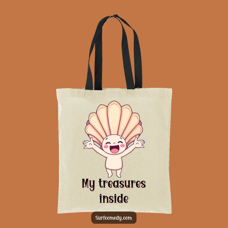 Funny Seashell Catcher Tote Bag: Happy Character for Beach Essentials