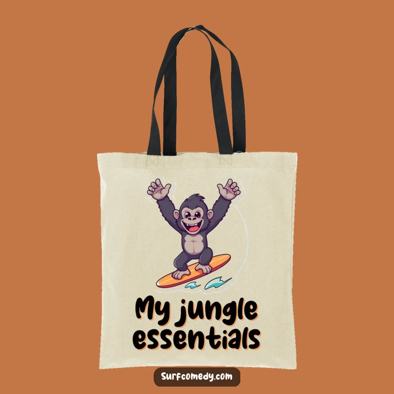 Funny Gorilla Surfer Tote Bag: Joyful Victory Pose - Practical Funny Gift!